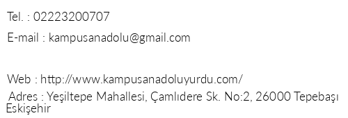Kamps Anadolu Kz Yurdu telefon numaralar, faks, e-mail, posta adresi ve iletiim bilgileri